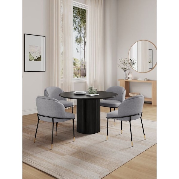 Manhattan Comfort Round Dining Set of 5, 47.24 in L, American Solid Ash Wood, Black 4-DT03DC052-GY - main
